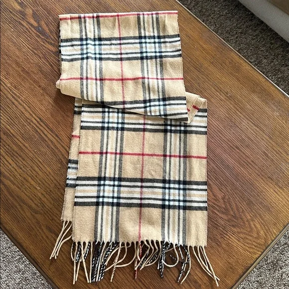 V. FRAAS Cashmink Tan and Black Striped Scarf - Picture 1 of 3